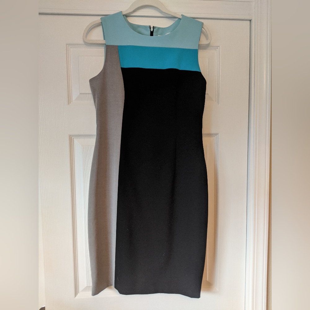 Sophisticated blocked cocktail dress, Calvin Klein